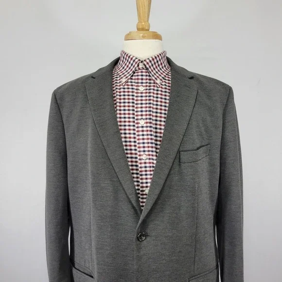 Chaps Men's Sport Coat Blazer Two‎ Button Charcoal Gray Polyester Blend Sz 48L